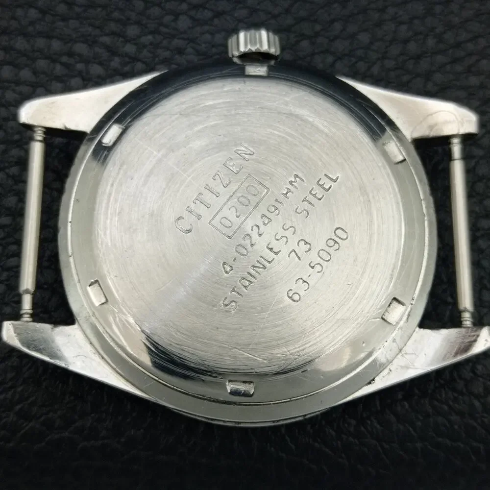 Vintage 1984 Citizen Manual Wound Mens Silver Watch & Black accents